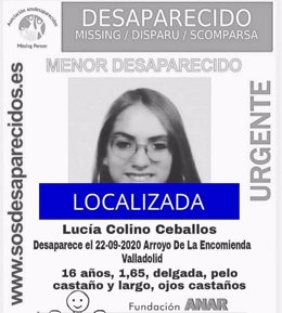 Aviso de la localización de la joven desaparecida en Arroyo (Valladolid)