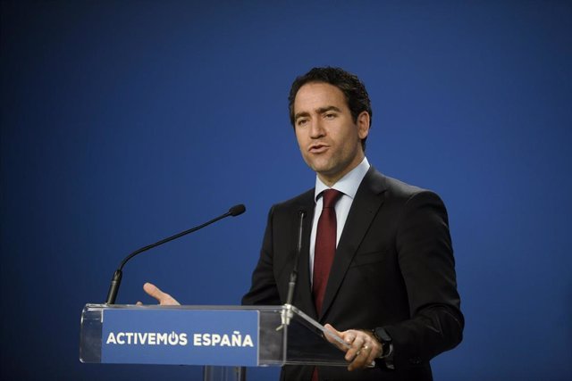 El secretario general del Partido Popular, Teodoro García Egea, en rueda de prensa