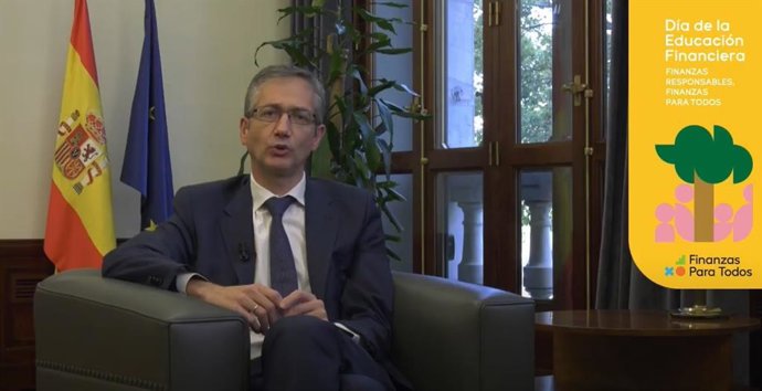 El gobernador del Banco de España, Pablo Hernández de Cos, en el Día de la Educación Financiera.