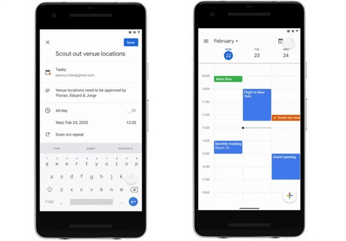Tareas en la app móvil de Calendario de Google.