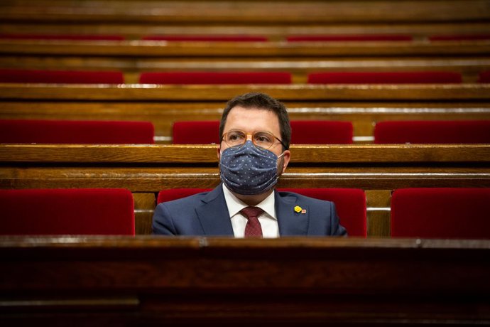 El president interí de la Generalitat, Pere Aragons, al Parlament. Barcelona, Catalunya (Espanya), 30 de setembre del 2020.