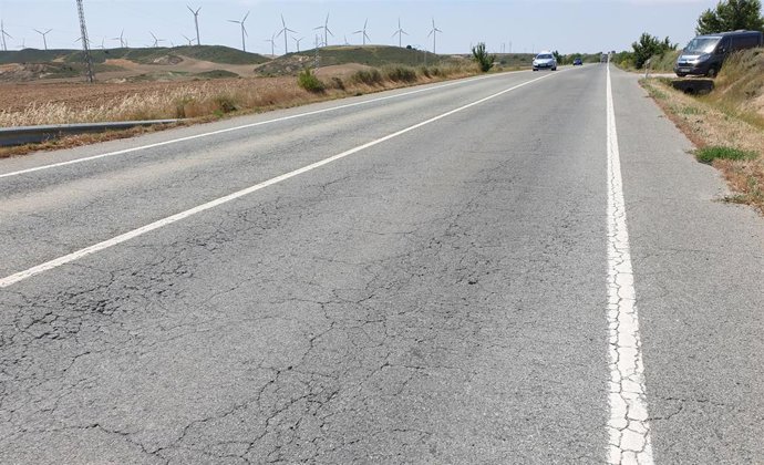 N-121 a su paso por el término municipal de Caparroso donde se realizarán obras de reparación