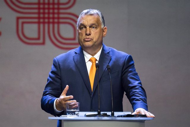 Viktor Orban en un discurso en una reunión de líderes del Grupo de Visegrado