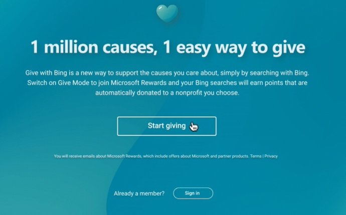 Microsoft Bing amplía el programa de recompensas con donaciones a organizaciones
