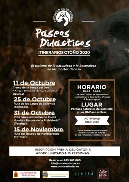 Cartel de las activiades de la Fundación Oso inicia de interpretación del medio natural.