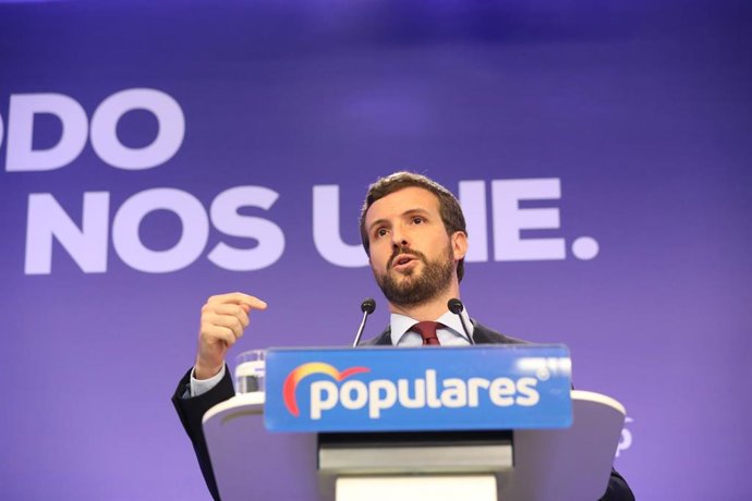 El presidente del Partido Popular, Pablo Casado. En Madrid (España), a 9 de marzo de 2020.