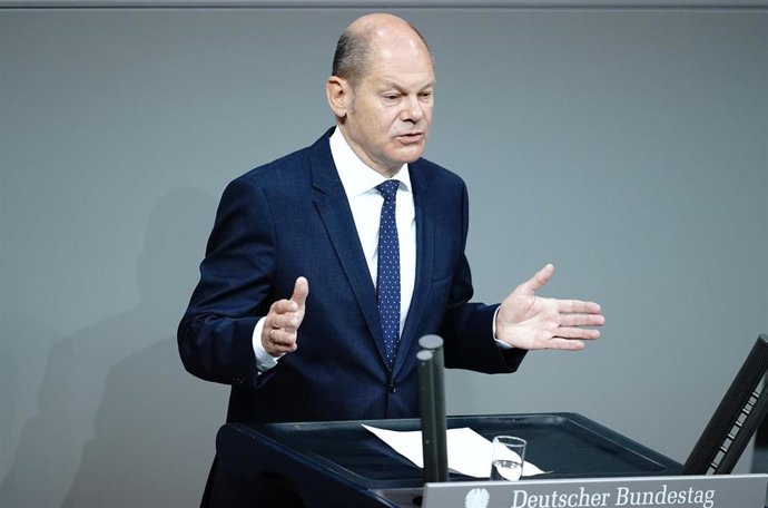 FILED - 02 October 2020, Berlin: German Minister of Finance Olaf Scholz speaks during a session at the German Parliament. The topic is a debate on 30 years of German unity. Scholz calls for the European rescue plan to be ready to start quickly. Photo: K
