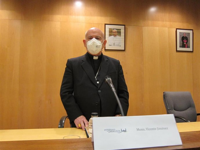 El nuevo administrador apostólico de la Archidiócesis de Zaragoza, monseñor Vicente Jiménez, tras aceptar la Santa Sede su renuncia como arzobispo.