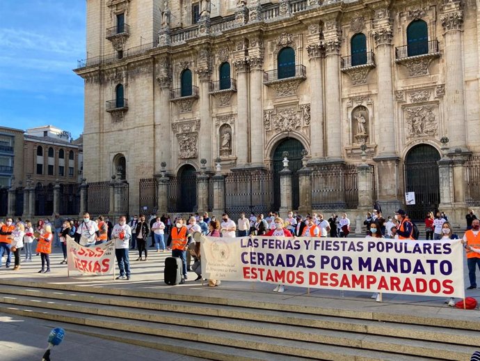 Protesta de feriantes en Jaén.