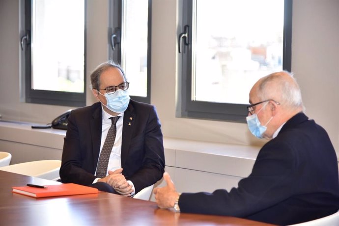 El expresidente de la Generalitat Quim Torra reunido con el síndic de Greuges, Rafael Ribó