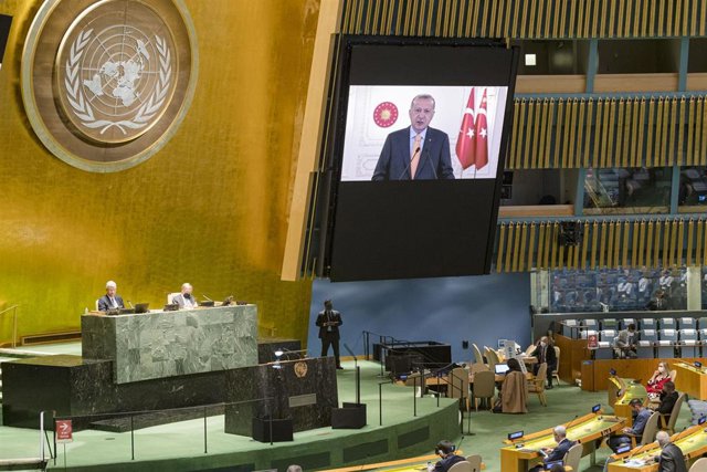 Recep Tayyip Erdogan habla ante la ONU