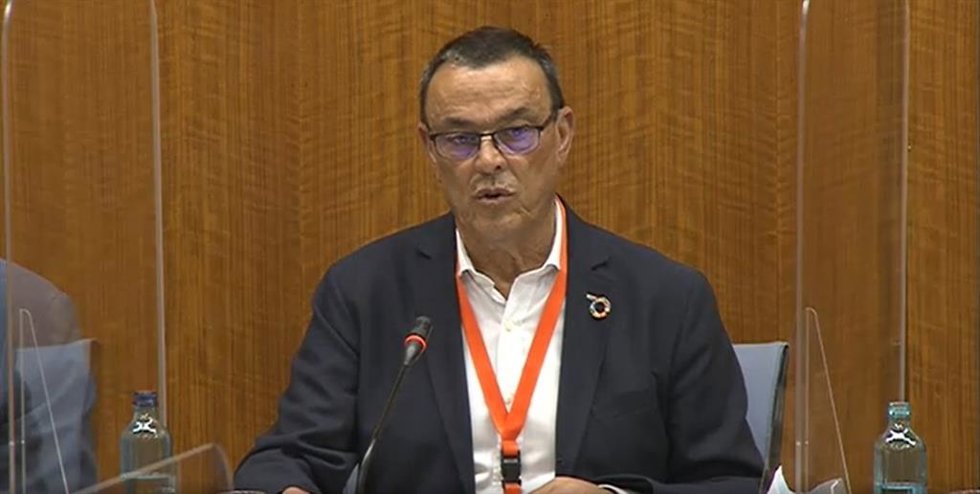 El presidente de la Diputación de Huelva, Ignacio Caraballo, interviene en el Parlamento.