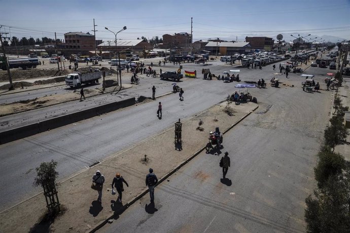 Calle bloqueada en El Alto por las protestas de agosto