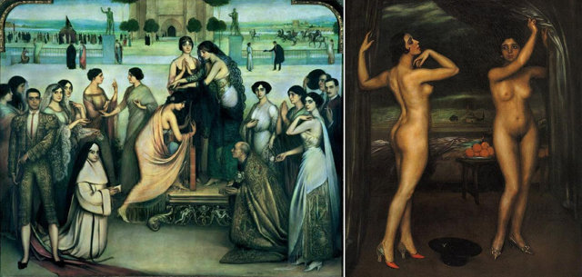 Las obras 'Consagración de la Copla' y la 'Rivalidad', de Julio Romero de Torres