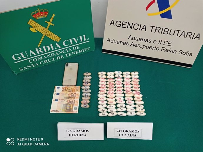 Cápsulas de droga intervenidas por la Guardia Civil
