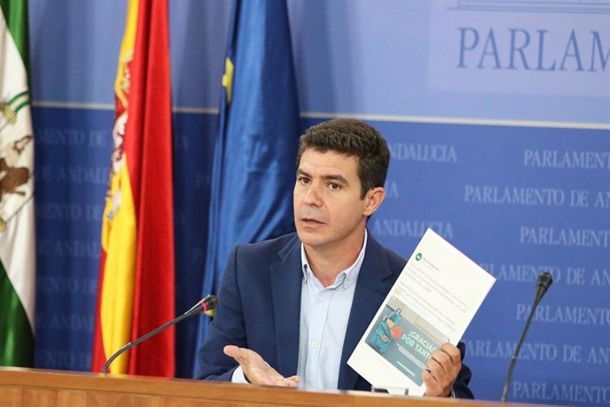 El portavoz parlamentario de Ciudadanos (Cs), Sergio Romero, en rueda de prensa este miércoles