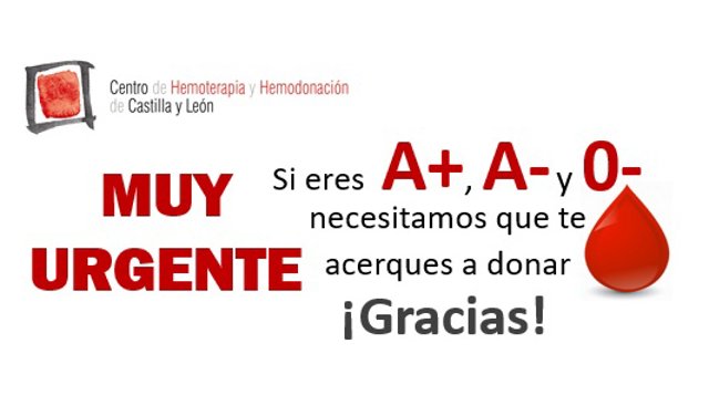 Llamada del Chemcyl a donar sangre de los grupos A+, A- y 0-.