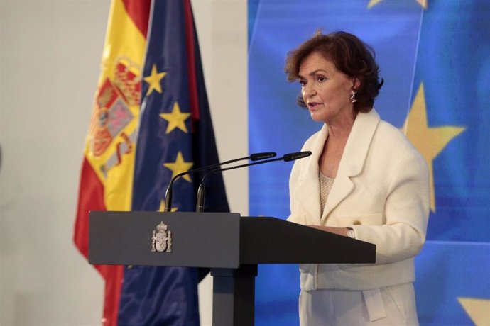 La vicepresidenta primera y ministra de la Presidencia, Relaciones con las Cortes y Memoria Democrática, Carmen Calvo.