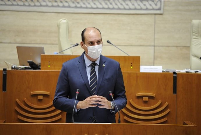 El portavoz adjunto del Grupo Popular, Luis Alfonso Hernández Carrón, en el pleno de la Asamblea