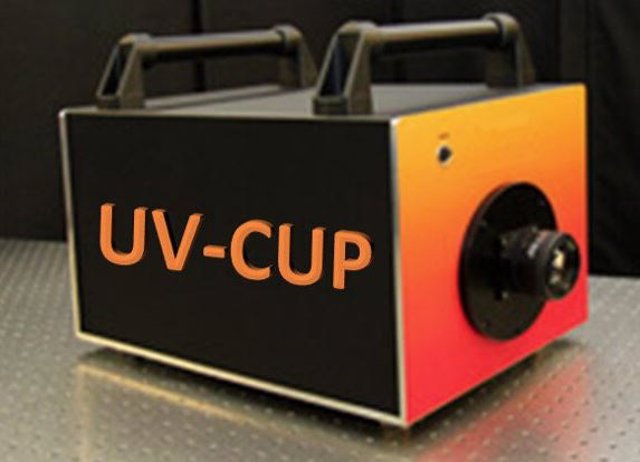 Ilustración de un sistema UV-CUP compacto de una caja