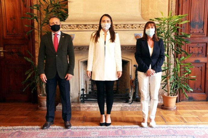 Representantes de Ciudadanos antes de comenzar el pleno del Consell de Mallorca.