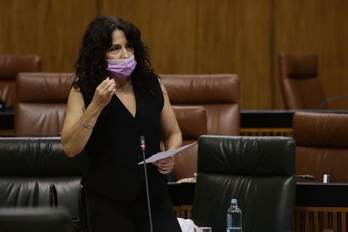 La consejera de Igualdad, Políticas Sociales y Conciliación en el Pleno del Parlamento