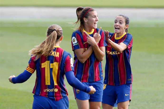 Patricia Guijarro celebra un gol con el FC Barcelona