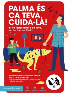 Campaña del Ayuntamiento de Palma para conciencienciar de la recogida de excrementos de los perros.