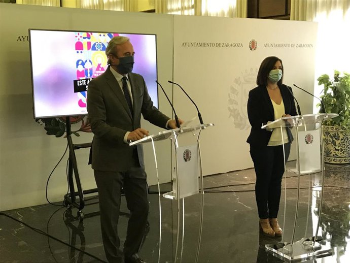 El alcalde de Zaragoza, Jorge  Azcn y la vicealcaldesa, Sara Fernández