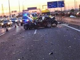 Imagen del accidente a la altura del kilómetro 7 en la M-45 en Getafe.
