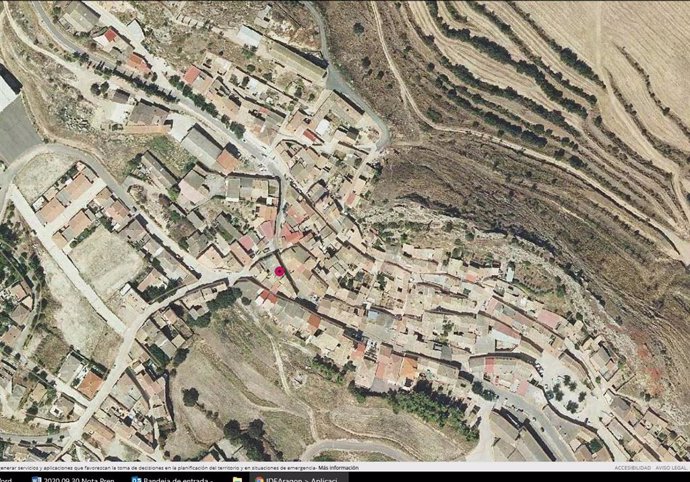 Vista aérea del municipio de Castillonroy.
