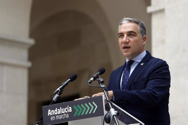 El consejero de la Presidencia, Administración Pública e Interior de la Junta de Andalucía, Elías Bendodo, en una foto de archivo.