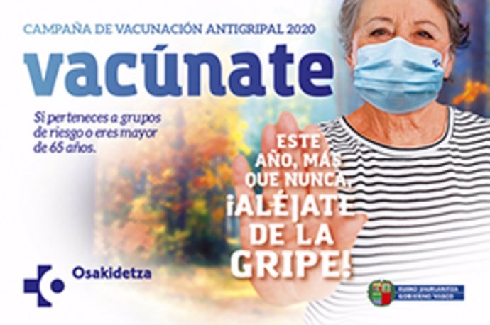 Cartel de la campaña de la vacunación contra la gripe en Euskadi