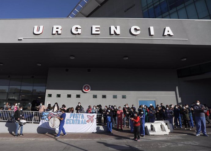 Protesta del personal sanitario en Santiago, Chile