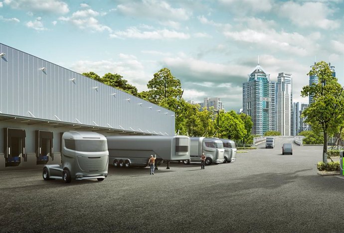 Recreación de camiones del futuro de Bosch.