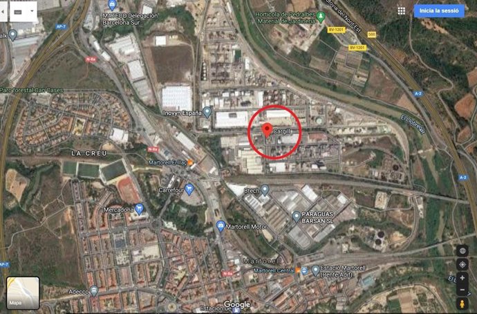 Ubicació de l'empresa Cargill, a Martorell (Barcelona)