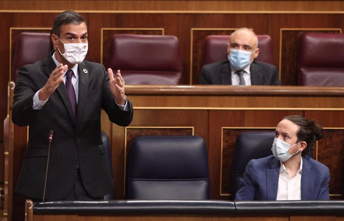 El presidente del Gobierno, Pedro Sánchez, interviene durante una nueva sesión de control al gobierno en el Congreso de los Diputados.
