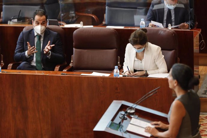 La portavoz de Vox en la Asamblea de Madrid, Rocío Monasterio, interviene durante la segunda jornada del Pleno del Debate del Estado de la Región en Madrid (España), a 15 de septiembre de 2020. En esta segunda sesión participarán los grupos parlamentari