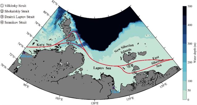 Pasaje noreste y profundidad del agua circundante en el Ártico
