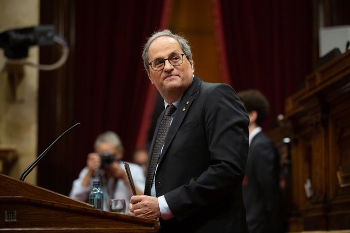 L'expresident de la Generalitat Quim Torra en una sessió plenria al Parlament. Barcelona, Catalunya (Espanya), 30 de setembre del 2020.