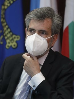 El presidente del Tribunal Supremo y del Consejo General del Poder Judicial (CGPJ), Carlos Lesmes, durante el acto de entrega de despachos a la nueva promoción de jueces, en Barcelona, Catalunya (España), a 25 de septiembre de 2020.