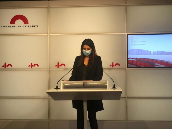La portaveu de Cs al Parlament, Lorena Roldán, en una roda de premsa el dimarts 13 d'octubre del 2020