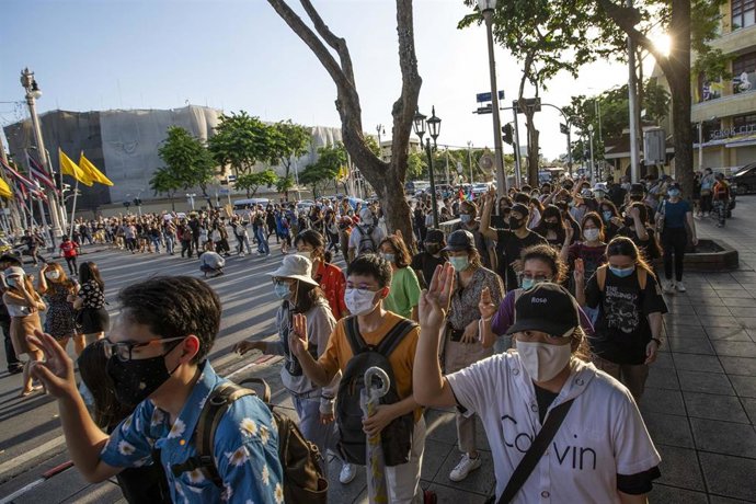 Imagen de archcivo de protestas antigubernamentales en Tailandia.