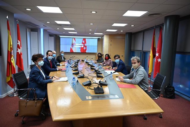 Reunión del Grupo-Covid 19 con el ministro de Sanidad, Salvador Illa, y la ministra de Política Territorial y Función Pública, Carolina Darias,  el vicepresidente de la Comunidad de Madrid, Ignacio Aguado; y el consejero de Sanidad, Enrique Ruiz Escudero