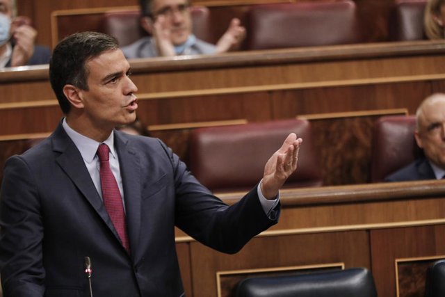 El president del Govern espanyol, Pedro Sánchez, en una sessió de control al Congrés