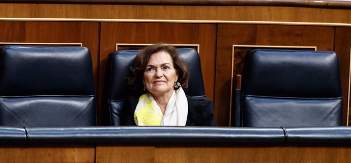 La vicepresidenta primera y ministra de la Presidencia, Relaciones con las Cortes y Memoria Democrática del Gobierno de España, Carmen Calvo.