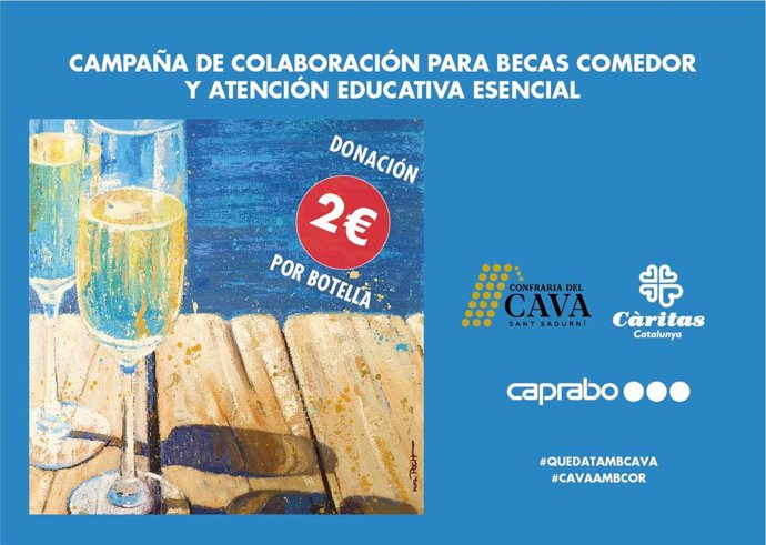 Caprabo, la Cofradía del Cava y Cáritas lanzan una campaña por la educación infantil y las becas comedor.