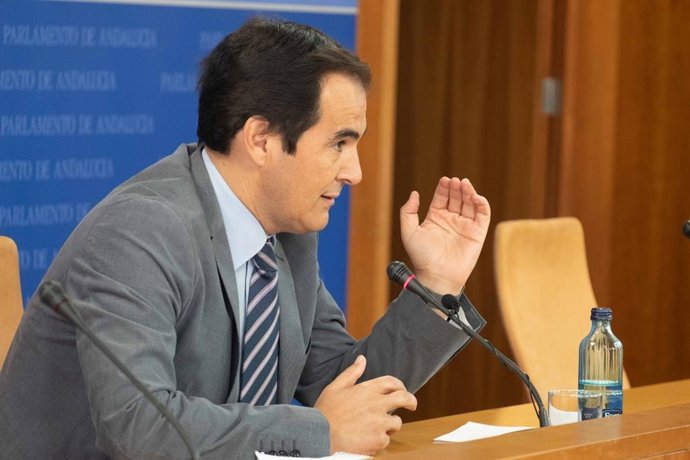 El portavoz parlamentario del PP-A, José Antonio Nieto, en rueda de prensa