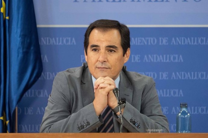 El portavoz parlamentario del PP-A, José Antonio Nieto, en rueda de prensa