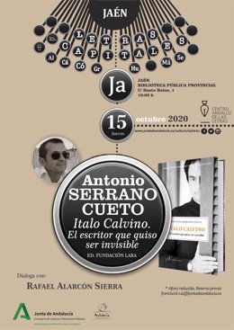 Cartel de la presentación del libro de 'Italo Calvino. El escritor que quiso ser invisible'.